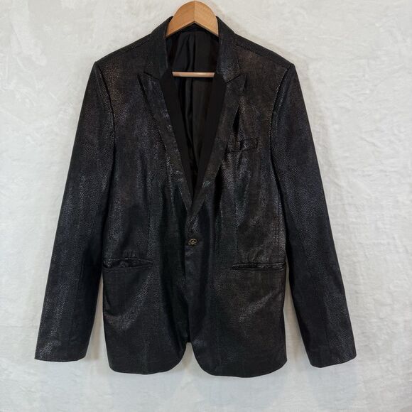 Any Old Iron Blazer Nashville Black Shiny Event Halloween Party Skull M - Picture 1 of 12